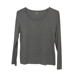 Danskin Now Womens Long Sleeve Gray T-Shirt Size XL Lightweight Stretch Soft